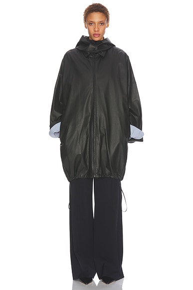 The Row Cassandre Leather Coat in Black