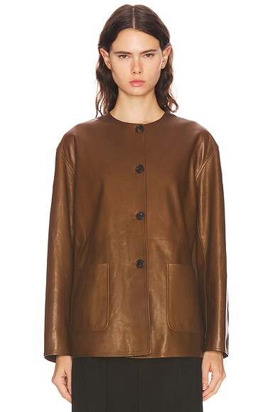 The Row Quintus Nappa Jacket in Oak Brown