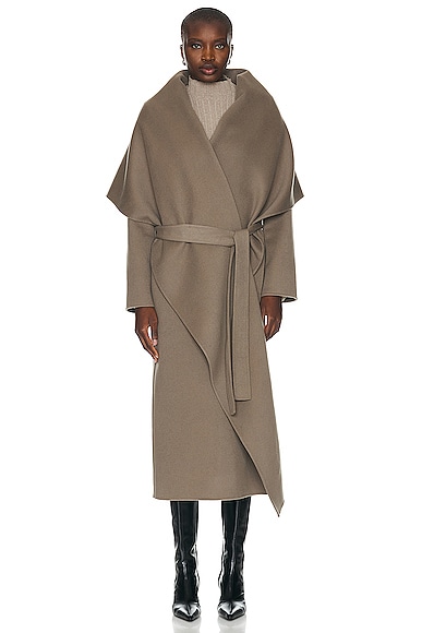The Row Adia Coat in Taupe Green
