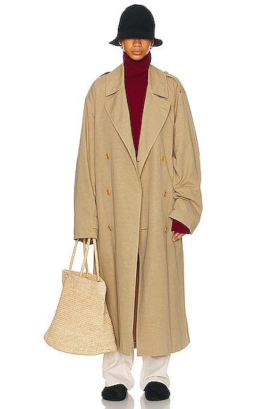 【TheRow】Beige Cami Coat The Row Montrose Cotton-blend Trench Coat Beige The Row