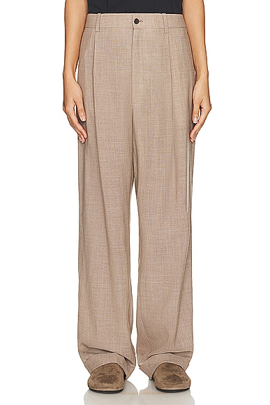 The Row Tor Pant in Taupe & Ivory Melange