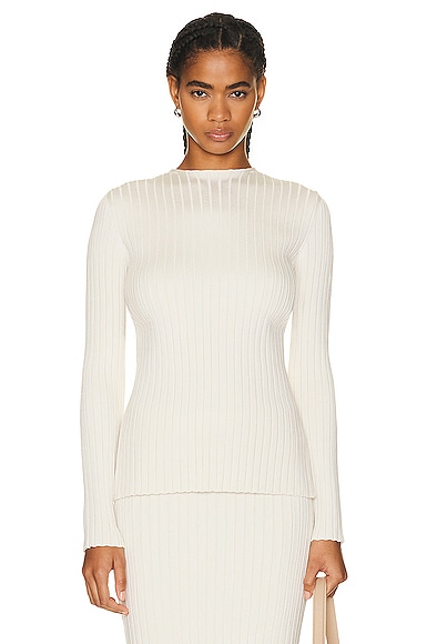 The Row Ash Cutout-detail Ribbed-knit Silk Top In Latte