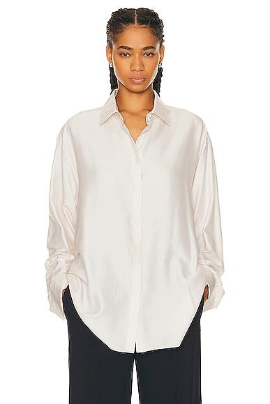 The Row Nomoon Shirt in Beige With Stripe