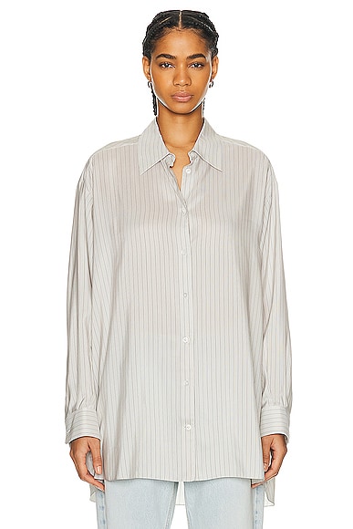 Shop The Row Luka Shirt In Grey Stripe