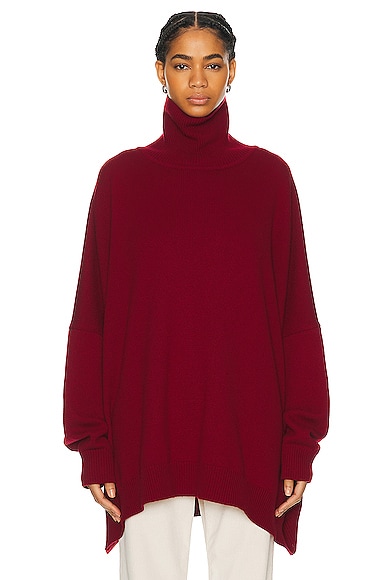The Row Vinicius Oversized Roll-neck Knitted Sweater In Burgundy