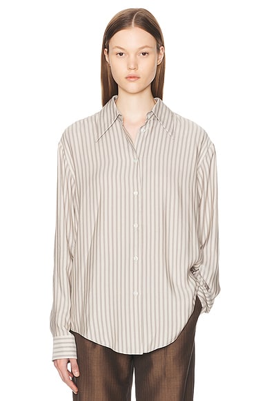 The Row Parave Shirt in Beige & Brown