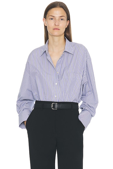 The Row Ment Shirt in White & Blue