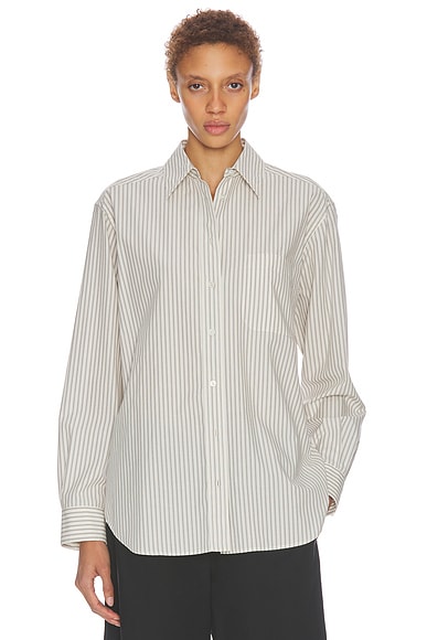 The Row Gavina Shirt in Light Beige & Black