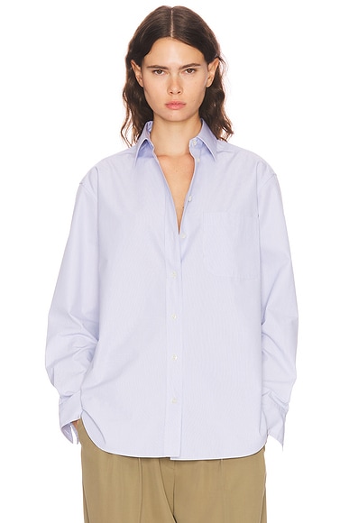 The Row Gavina Shirt in White Blue Stripe