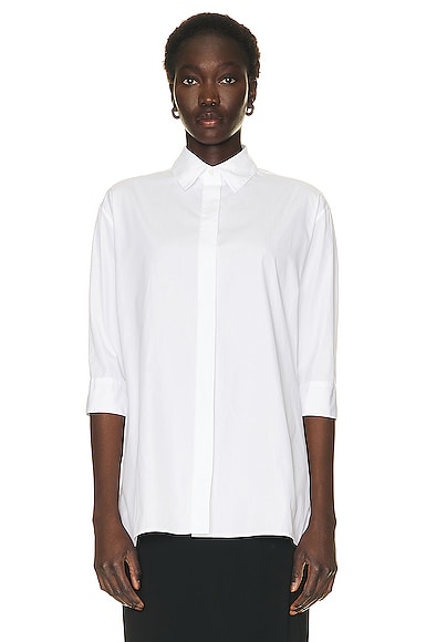 The Row Elada Poplin Shirt In Optic White
