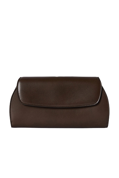 The Row Curved Clutch in Dark Brown ANS