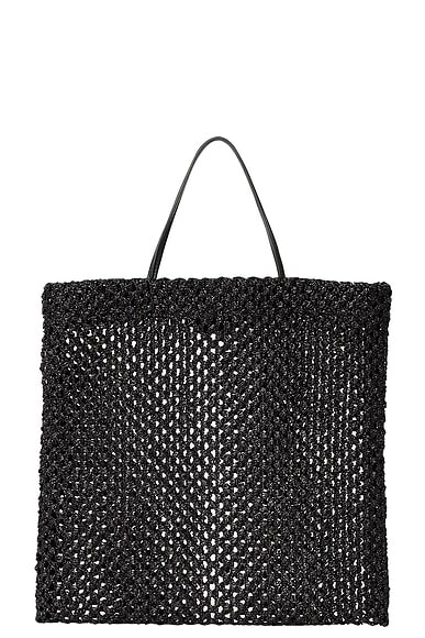 The Row Barn Raffia Mini Tote Bag in Black ANS