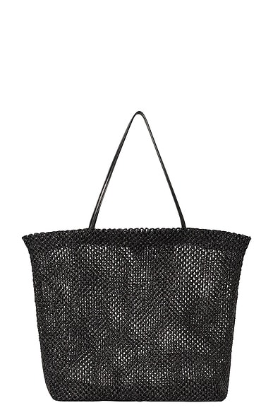 The Row Barn Raffia Tote Bag in Black ANS