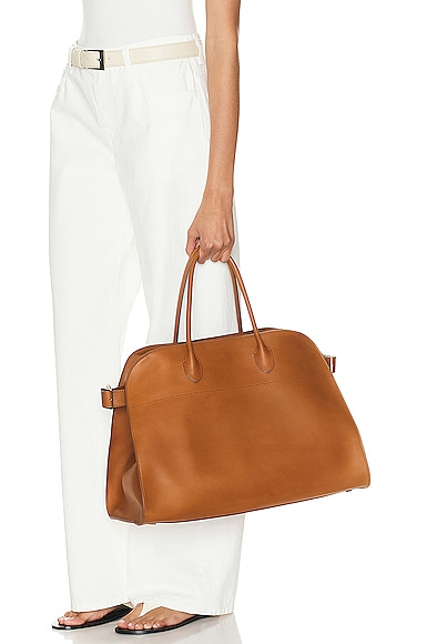 The Row Soft Margaux 17 Top Handle Bag in Tan Smart Closet