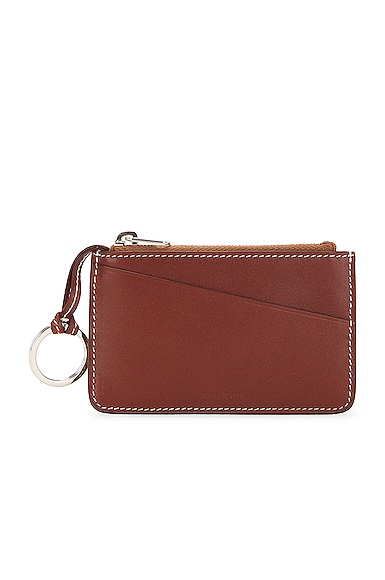 The Row Zipped Keychain Pouch In Cherry Wood Pld