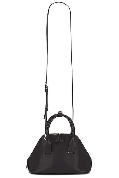 The Row Mini Devon Saddle Leather Bag in Black PLD