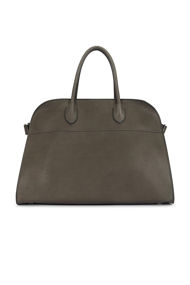 The Row Soft Margaux 15 Saddle Leather Bag in Koala Grey PLD | FWRD
