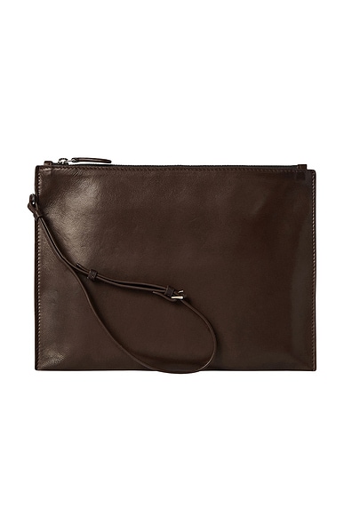 The Row Wristlet Pouch in Brown Melange ANS