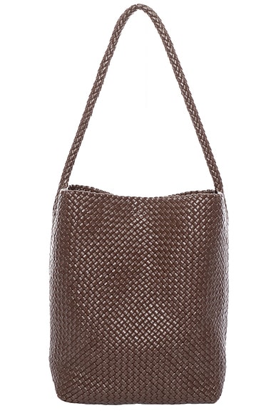 Medium Woven North South Tote Bag