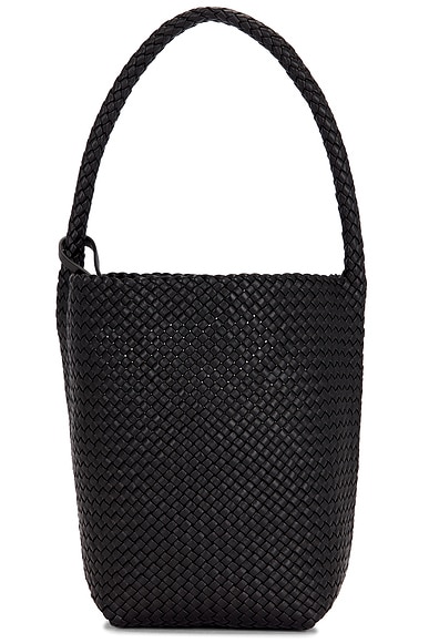The Row Small Woven North South Tote Bag in Black ANG
