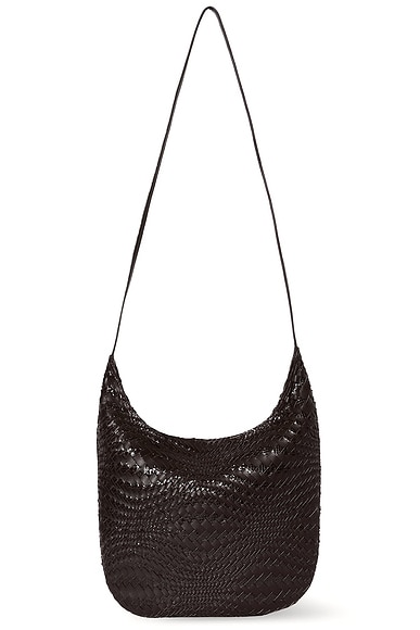 The Row North South Izzy Woven Python Bag in Dark Brown Ans