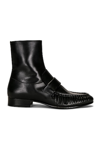 The Row Mid Loafer Boot in Black