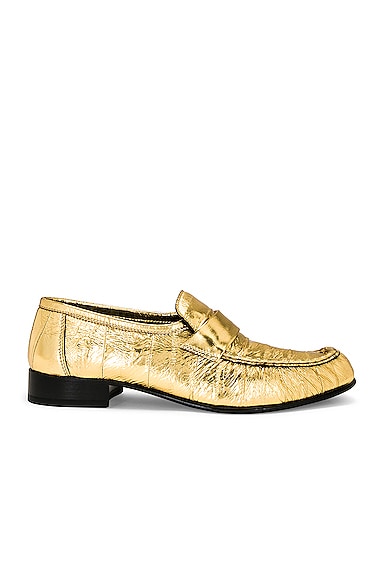 The Row Soft Loafers in Metallic Gold