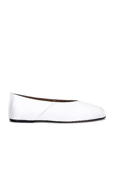 The Row Satin Ballet Flats in Ivory