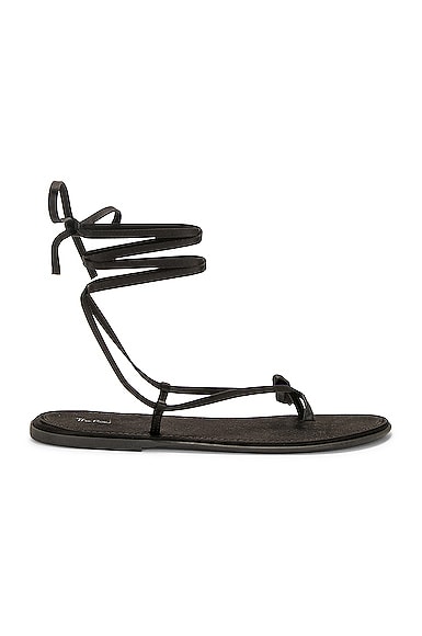 The Row Knot Flat Sandal in Black