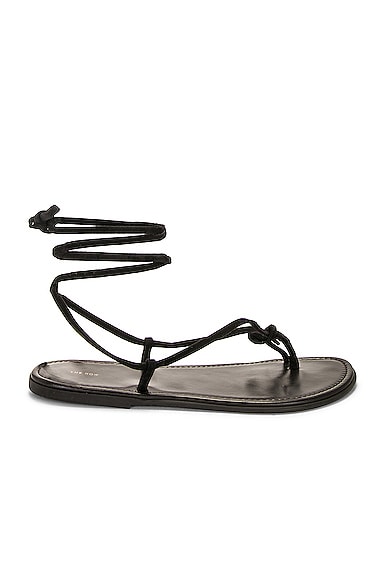 The Row Knot Flat Sandal in Dark Brown