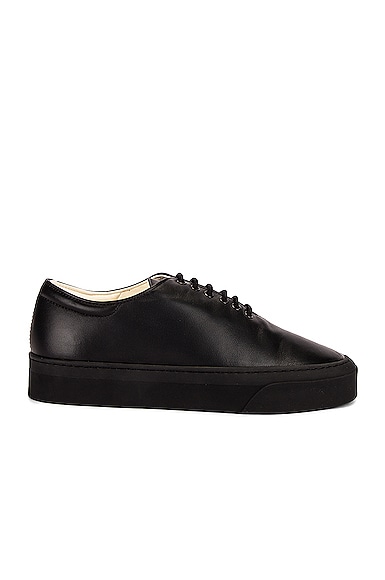 The Row Marie H Lace Up Leather Sneakers in Black
