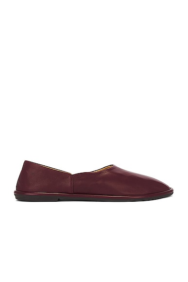 The Row Canal Slip On Slippers in Dark Burgundy