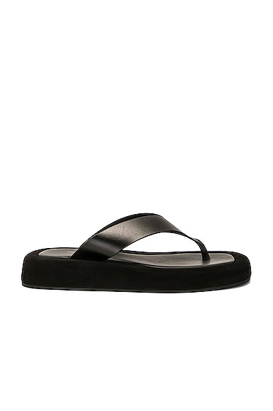The Row Ginza Thong Sandal in Black & Black
