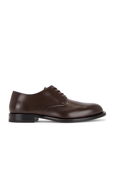 The Row Novus Derby Loafer in Dark Brown