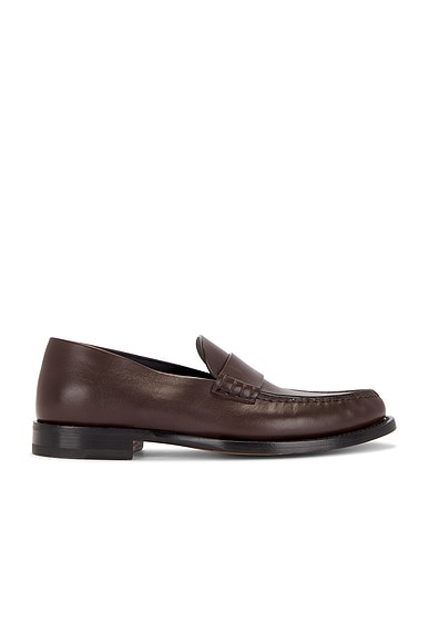 The Row Novus Mocassin Loafer in Dark Brown