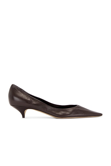 The Row Uxor Kitten Heel in Laquer Brown
