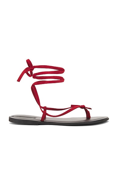 The Row Flat Knot Sandal Two in Red | FWRD
