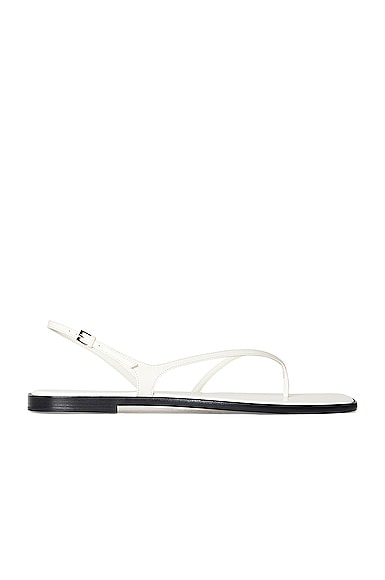 The Row Constance Leather Flat Slingback Sandals In White | ModeSens