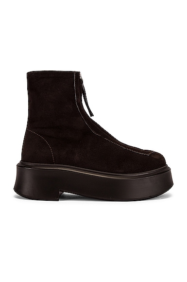 The Row Zipped Boots in Dark Brown