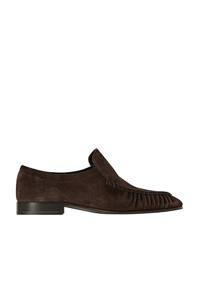 The Row Soft Moccasin Two in Lacquer Brown