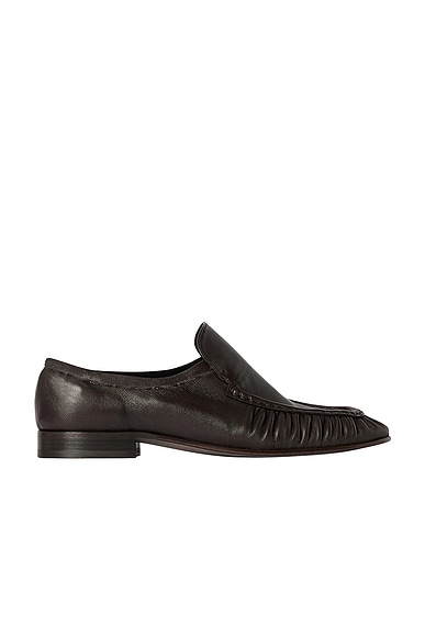 The Row Soft Moccasin Two in Lacquer Brown