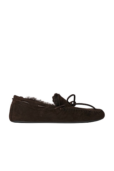 The Row Lucca Slipper in Lacquer Brown