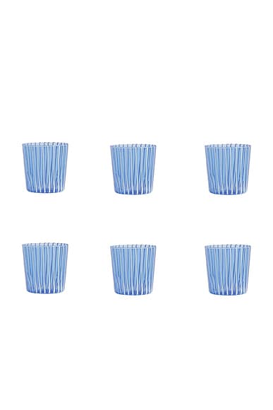 Marina White Stripe Glass Tumbler Set Of 6