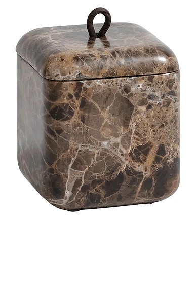 Marble Lidded Vanity Jar in Marrón Emperador