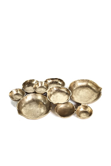 The Favorites Cluster Of Nine Round Serving Bowls in Dark Gold