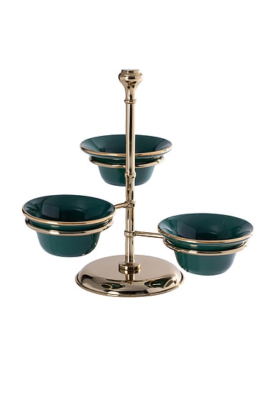 The Favorites Monte Napoleone 3-tier Condiment Bowl Set in Polished Gold & Green