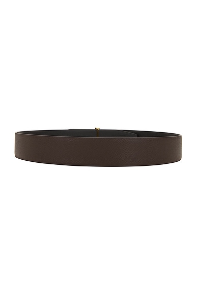 Tom Ford Small Grain Calf T Belt In Chocolate & Black