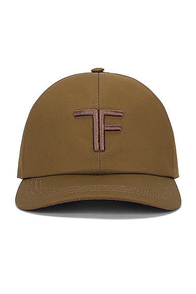 TOM FORD Canvas & Leather Cap in Olive Brown