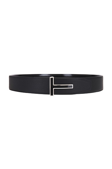 TOM FORD Shiny Smooth Calf Reversible T Belt 40 Mm in Black