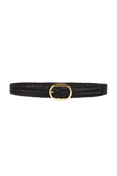 Woven Leather Oval Buckle Belt 30mm